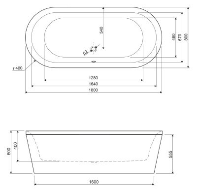 Cezares Metauro Central Акриловая ванна 1800x800x400 METAURO-Central-180-80-40-W37 Белый от интернет-магазина Purezza 