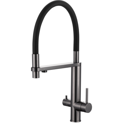 Knotlor Infinity Смеситель для кухни с каналом для питьевой воды SS-15/GM Вороненая сталь от интернет-магазина Purezza 