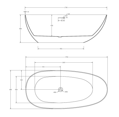 ABBER Акриловая ванна 170x80x58 AB9211MB Черный от интернет-магазина Purezza 