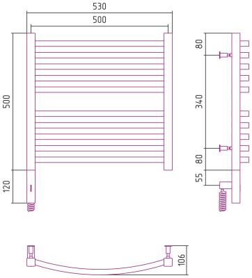 Сунержа Аркус 3.0 Электрический полотенцесушитель 500х500 от интернет-магазина Purezza 