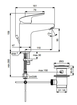 Ideal Standard CERAFLEX Grande Смеситель для умывальника B1712AA от интернет-магазина Purezza 