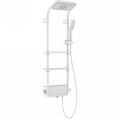Aquame AQM8003W Душевая система с термостатом и скрытым изливом, белая матовая от интернет-магазина Purezza 