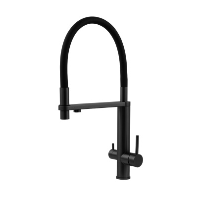 Knotlor Infinity Смеситель для кухни с каналом для питьевой воды SS-15/BL Матовый черный от интернет-магазина Purezza 