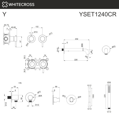 Whitecross Y YSET1240CR Смеситель для ванны скрытого монтажа хромированный от интернет-магазина Purezza 