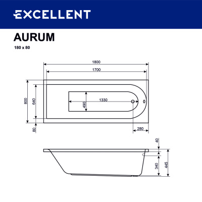 Excellent Aurum Акриловая ванна 180х80 WAEX.AUR18WH от интернет-магазина Purezza 