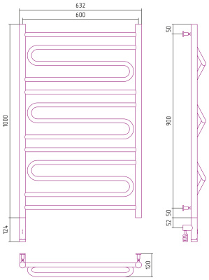 Сунержа Элегия 3.0 Электрический полотенцесушитель 1000х600 от интернет-магазина Purezza 