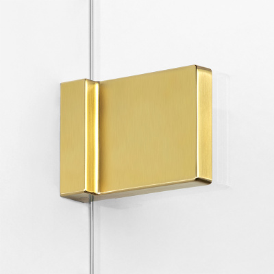 New Trendy AVEXA GOLD BRUSHED Душевая перегородка с вешалкой, длина от 500 до 1400 мм, профиль брашированное золото, стекло прозрачное, толщина стекла 6 мм от интернет-магазина Purezza 