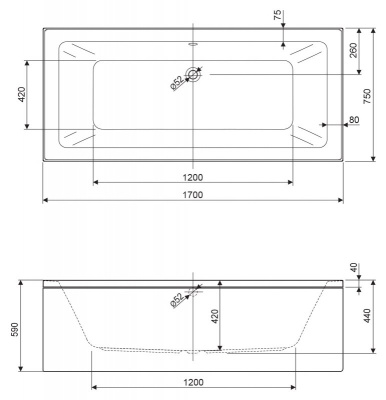 Cezares Plane Mini Акриловая ванна 170x75 PLANE MINI-170-75-42-W37 от интернет-магазина Purezza 