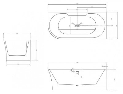 ABBER Акриловая ванна 170x78x60 AB9335-1.7 R от интернет-магазина Purezza 