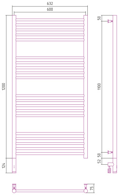 Сунержа Богема 3.0 прямая Электрический полотенцесушитель 1200х600 Состаренная латунь от интернет-магазина Purezza 