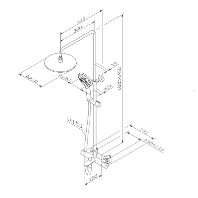AM.PM Like Душевая система c термостатом F0780522 Черный от интернет-магазина Purezza 