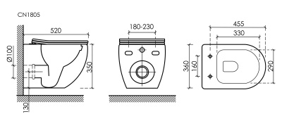 Ceramicanova Mia Подвесной унитаз CN1805 Белый от интернет-магазина Purezza 
