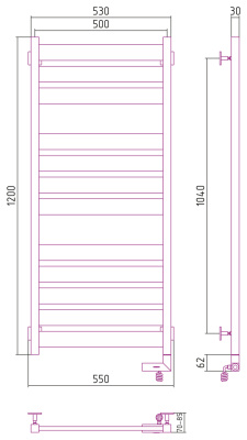 Сунержа Центурион 2.0 Электрический полотенцесушитель 1200x500 Белый от интернет-магазина Purezza 