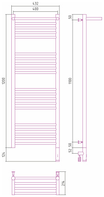 Сунержа Богема с полкой 3.0 Электрический полотенцесушитель 1200х400 Матовое золото от интернет-магазина Purezza 