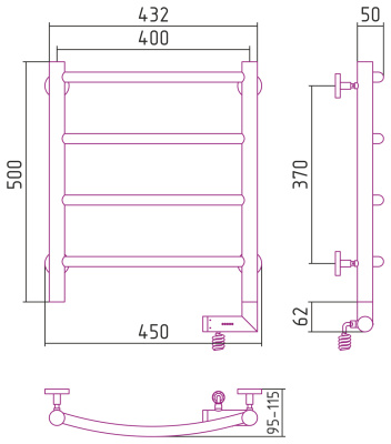 Сунержа Галант 2.0 Электрический полотенцесушитель 500х400 Белый от интернет-магазина Purezza 