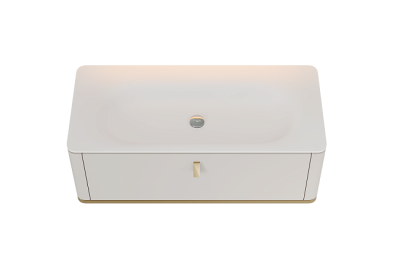 Maxonor SAPPHIRE Тумба со столешницей и раковиной 120х52 SAPPHIRE-120-WH-BASE Перламутровый белый/Золото от интернет-магазина Purezza 