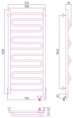 Сунержа Элегия 2.0 Электрический полотенцесушитель 1200х500 от интернет-магазина Purezza 
