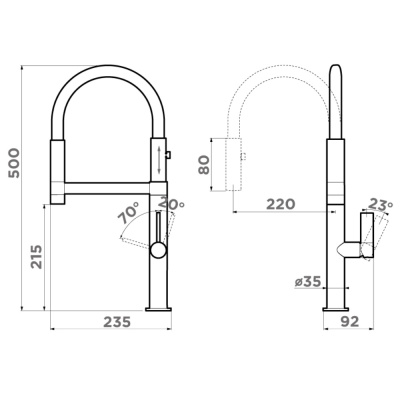 Omoikiri Osaka BN-BL Смеситель для кухонной мойки 4994331 Черный/Сталь от интернет-магазина Purezza 