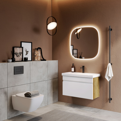 AQWELLA Aura Зеркало со светодиодной подсветкой и обогревом 100х100 AUR0210AH от интернет-магазина Purezza 