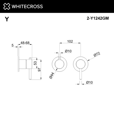 Whitecross Внешняя часть смесителя на 2 потребителя 2-Y1242GM Оружейная сталь от интернет-магазина Purezza 