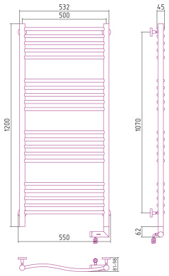 Сунержа Флюид 2.0 Электрический полотенцесушитель 1200х500 Матовый черный от интернет-магазина Purezza 