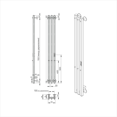 INDIGO Style 3 PRO Полотенцесушитель электрический LSPRE120-13BRRt Черный муар от интернет-магазина Purezza 