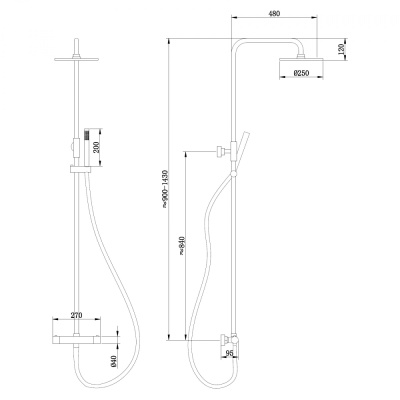 ABBER Wasser Kreis Душевая стойка с термостатом без излива AF8160GL Матовое золото от интернет-магазина Purezza 