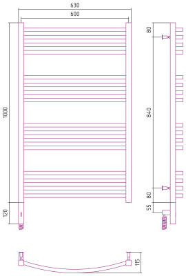 Сунержа Аркус 3.0 Электрический полотенцесушитель 1000х600 Матовое золото от интернет-магазина Purezza 