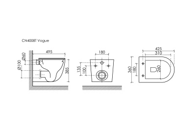 Ceramicanova Vogue Подвесной унитаз, безободковый, смыв торнадо CN4008T Белый от интернет-магазина Purezza 