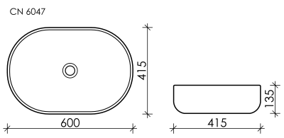 Ceramicanova Element Умывальник накладная чаша овальная 60х41.5 CN6047MH Антрацит матовый от интернет-магазина Purezza 