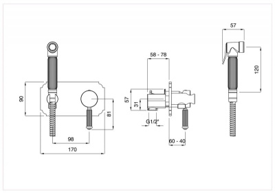 Cezares смеситель с гигиеническим душем, OLIMP-DIF-02-L от интернет-магазина Purezza 