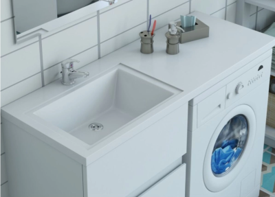 MARKO Марсал 110 левая Раковина для установки над стиральной машиной 110х48, арт. 5214110 от интернет-магазина Purezza 