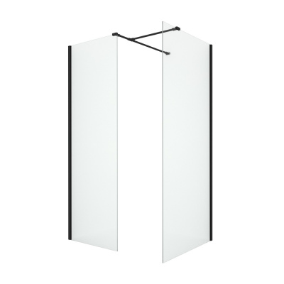 New Trendy NEW MODUS BLACK Душевое ограждение, длина 1200-1600 мм, глубина 800 мм, профиль черный матовый, стекло прозрачное, толщина стекла 8 мм от интернет-магазина Purezza 