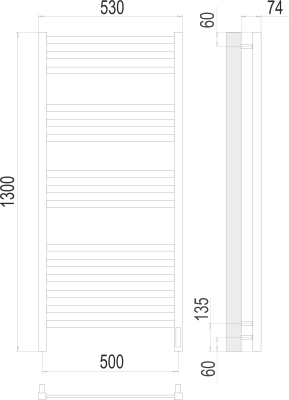 Terminus Ното П15 Электрический полотенцесушитель 1300х500 4670078526953 Матовый черный от интернет-магазина Purezza 