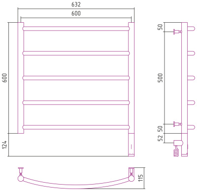 Сунержа Галант 3.0 Электрический полотенцесушитель 600х600 Белый от интернет-магазина Purezza 
