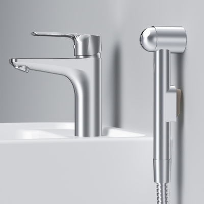 AM.PM Gem Смеситель для раковины с гигиеническим душем F90A03000 от интернет-магазина Purezza 