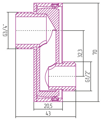 Сунержа Эксцентрик TUBE нар. р. G 1/2" / нар. р. G 3/4" смещение 32 мм / 2 шт 03-1507-0005 Золото от интернет-магазина Purezza 