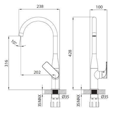 Creavit FAYE Cмеситель для кухни FY8500 от интернет-магазина Purezza 