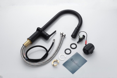 Knotlor Inspiration Смеситель для кухни с индикатором температуры KN-100/BL Матовый черный от интернет-магазина Purezza 