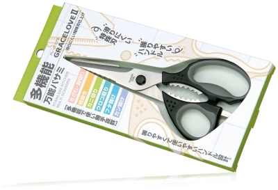 TOJIRO FC-419 Кухонные ножницы нержавеющая сталь, многофункциональные, рукоять пластик, силикон от интернет-магазина Purezza 