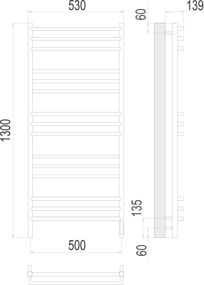Terminus Соренто П15 Электрический полотенцесушитель 1300х500 4670078531483 Матовый белый от интернет-магазина Purezza 