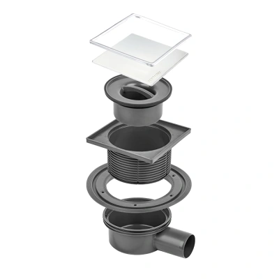 Bettoserb SUPERIOR 2IN1 MULTISIPHON Трап 15x15, горизонтальный выпуск, решётка хром / под плитку от интернет-магазина Purezza 