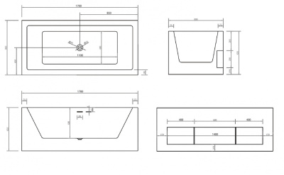 ABBER Акриловая ванна 170x80x63.5 AB9339-1.7 от интернет-магазина Purezza 