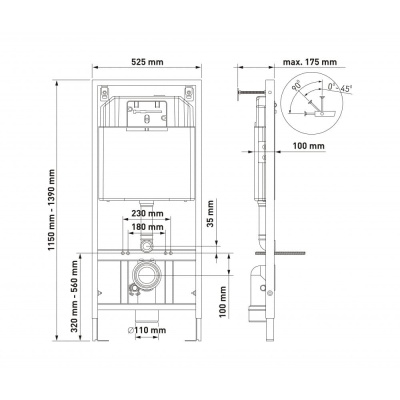 Berges Инсталляция NOVUM 525, кнопка L3, унитаз MASCON Rimless, сиденье дюропласт Toma Slim SO 043216 от интернет-магазина Purezza 