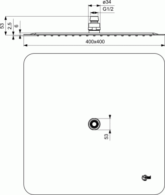 Ideal Standard IDEALRAIN LUXE Квадратный верхний душ 400X400 мм, ультратонкий дизайн B0389MY Сталь от интернет-магазина Purezza 