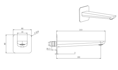 Aquatek Вега Излив для ванны 190 мм AQ1041MB Матовый черный от интернет-магазина Purezza 