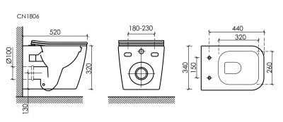 Ceramicanova Cubic Rimless Подвесной унитаз CN1806 Белый от интернет-магазина Purezza 