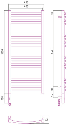 Сунержа Аркус 3.0 Электрический полотенцесушитель 1000х400 от интернет-магазина Purezza 