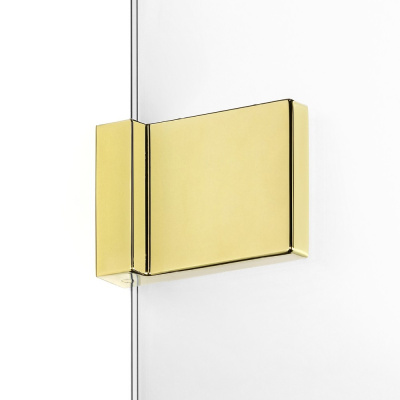 New Trendy AVEXA GOLD SHINE Стеклянная шторка на ванну, золотой профиль, стекло прозрачное, толщина стекла 6 мм, косой кронштейн от интернет-магазина Purezza 