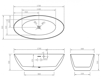 ABBER Акриловая ванна 170x80x58 AB9374-1.7 от интернет-магазина Purezza 